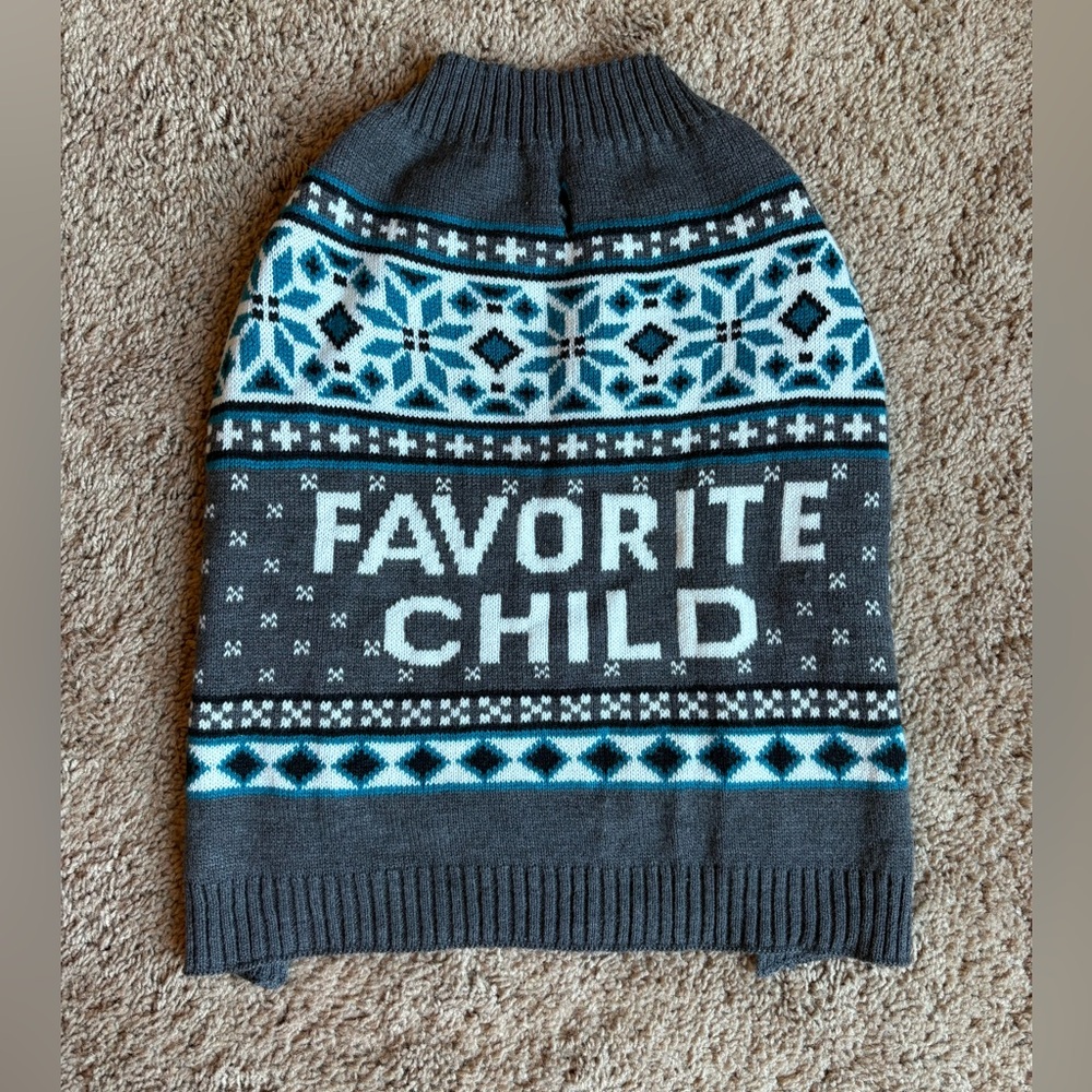 Winter Grey and Blue Dog Sweater Large